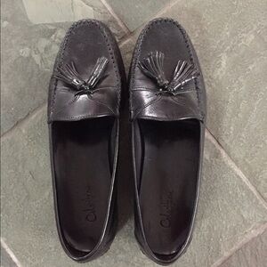 Cole Haan Mens Pinch Tassel black leather loafer shoes with leather sole